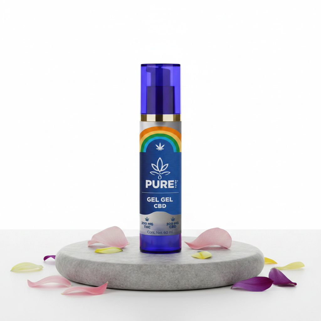 Pure CBD Gel LGBT – Frasco en pedestal